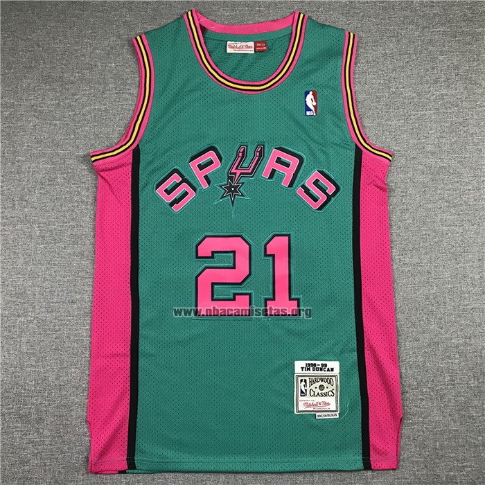 Camiseta San Antonio Spurs Tim Duncan NO 21 Mitchell & Ness 1998-99 Verde